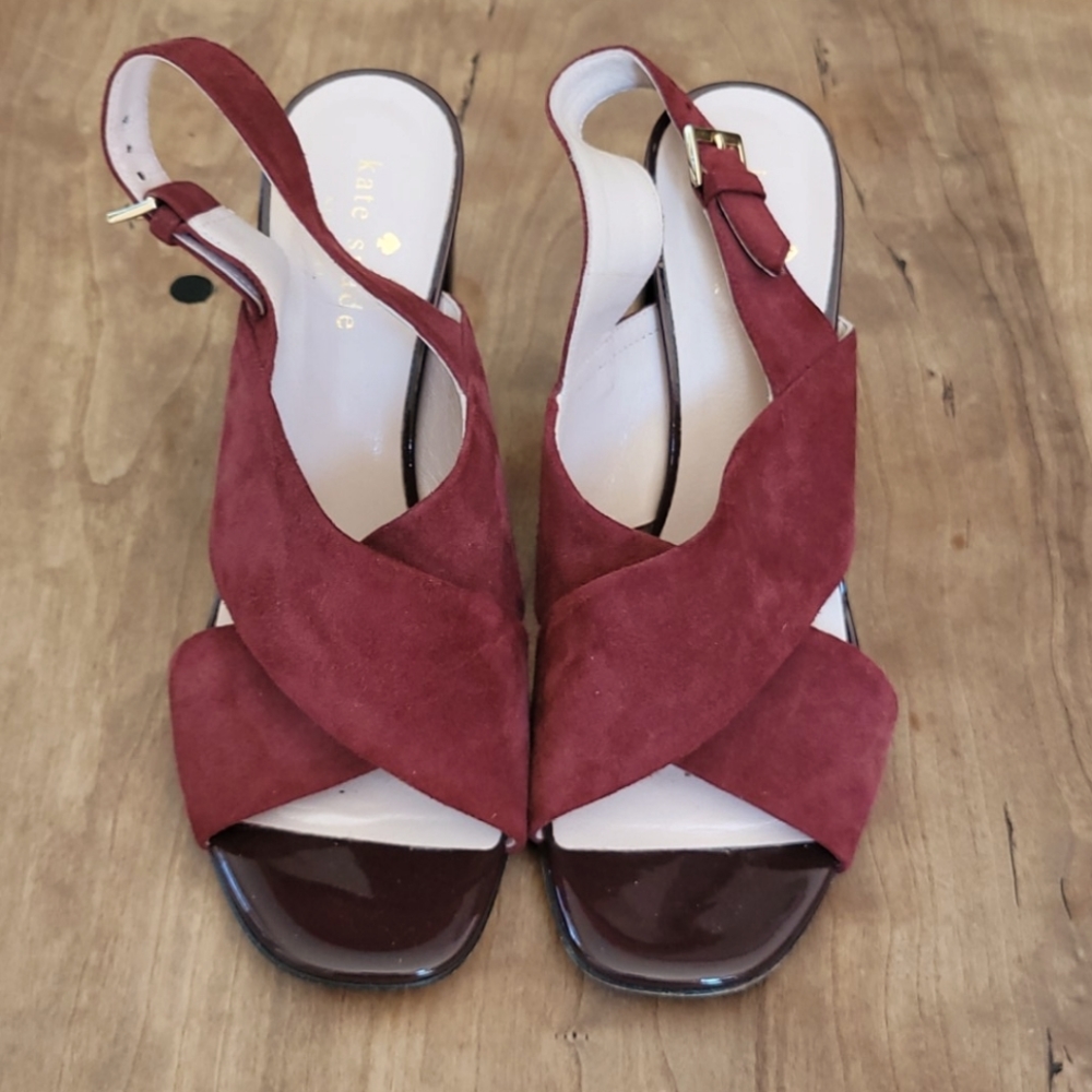Kate Spade burgundy suede high heeled sandals
